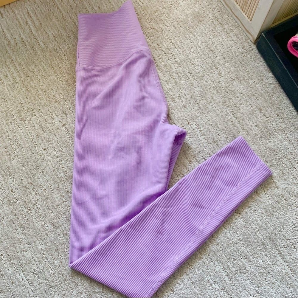 Beach Riot Purple Ribbed High-Waisted Leggings